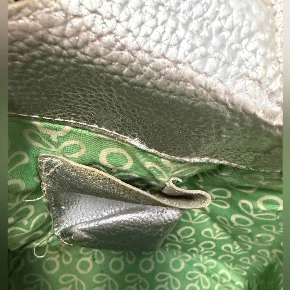 Silver Metallic Genuine Leather Bag - Picture 9 of 10